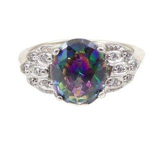 Sterling Silver Rainbow CZ 2.60 TCW Cocktail Ring Size 8